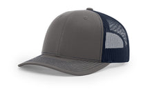 Richardson 112 trucker hat in charcoal and navy, offering a clean, classic look—ideal for custom embroidery or everyday style.