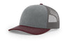 TRI-COLOR: HEATHER GREY/CHARCOAL/MAROON