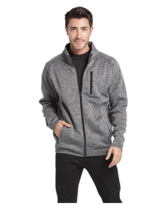 Burnside Men's Sweater Knit Fleece Jacket HEATHER GREY (Embroidered)